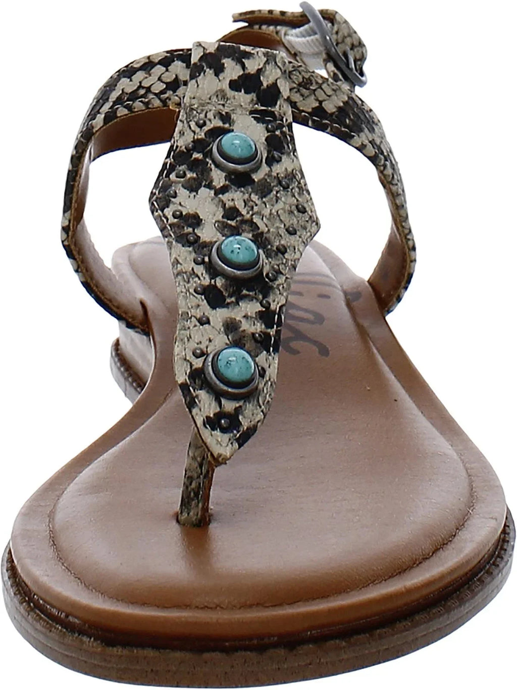 Sandals T-Strap Print Womens Zodiac Giselle Snake Beaded