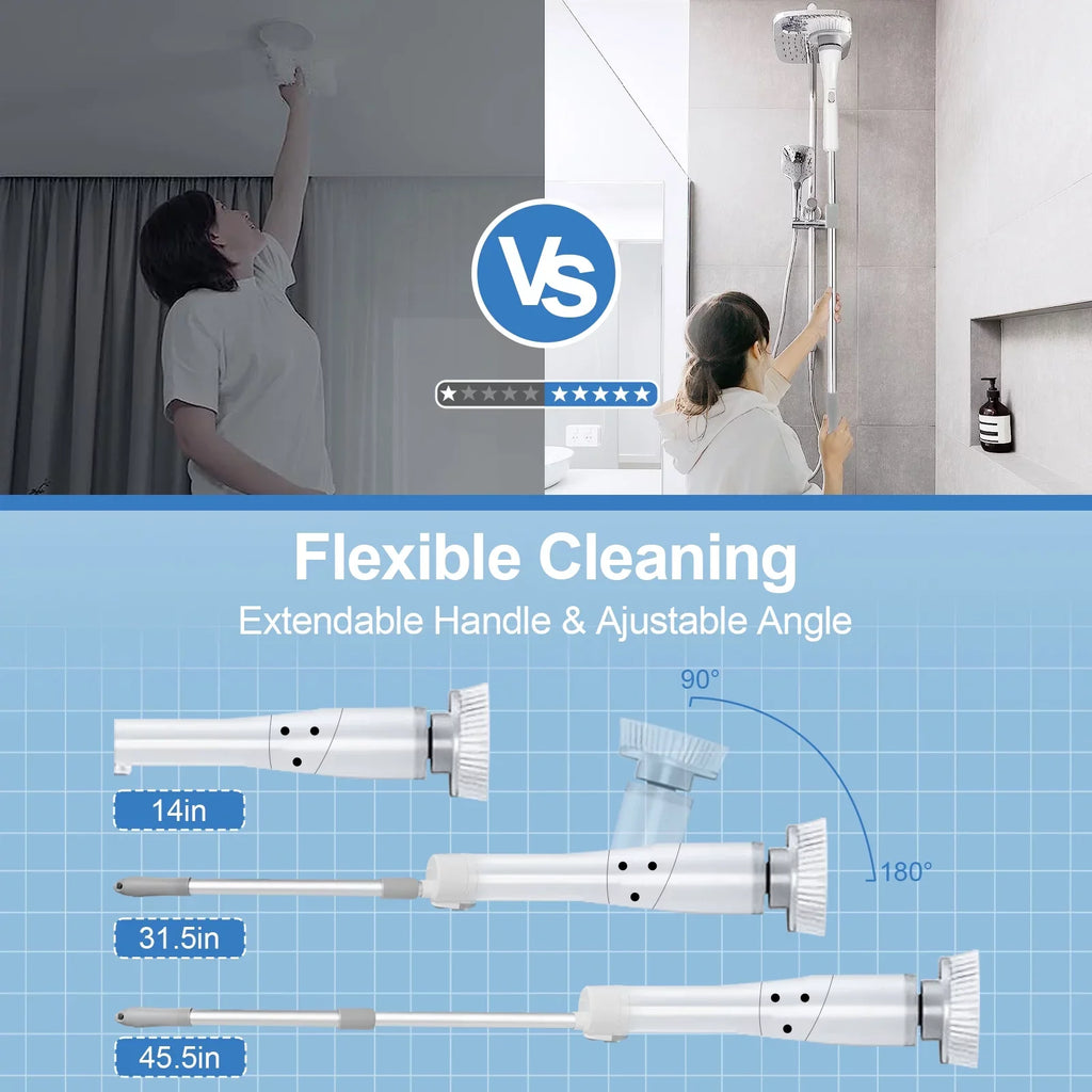Scrubber, Bathroom Tile, Brush, Spin Bathtub, Replaceable Electric Cleaning Fixdono Scrubber 6 Cordless Cleaning for Floor Heads