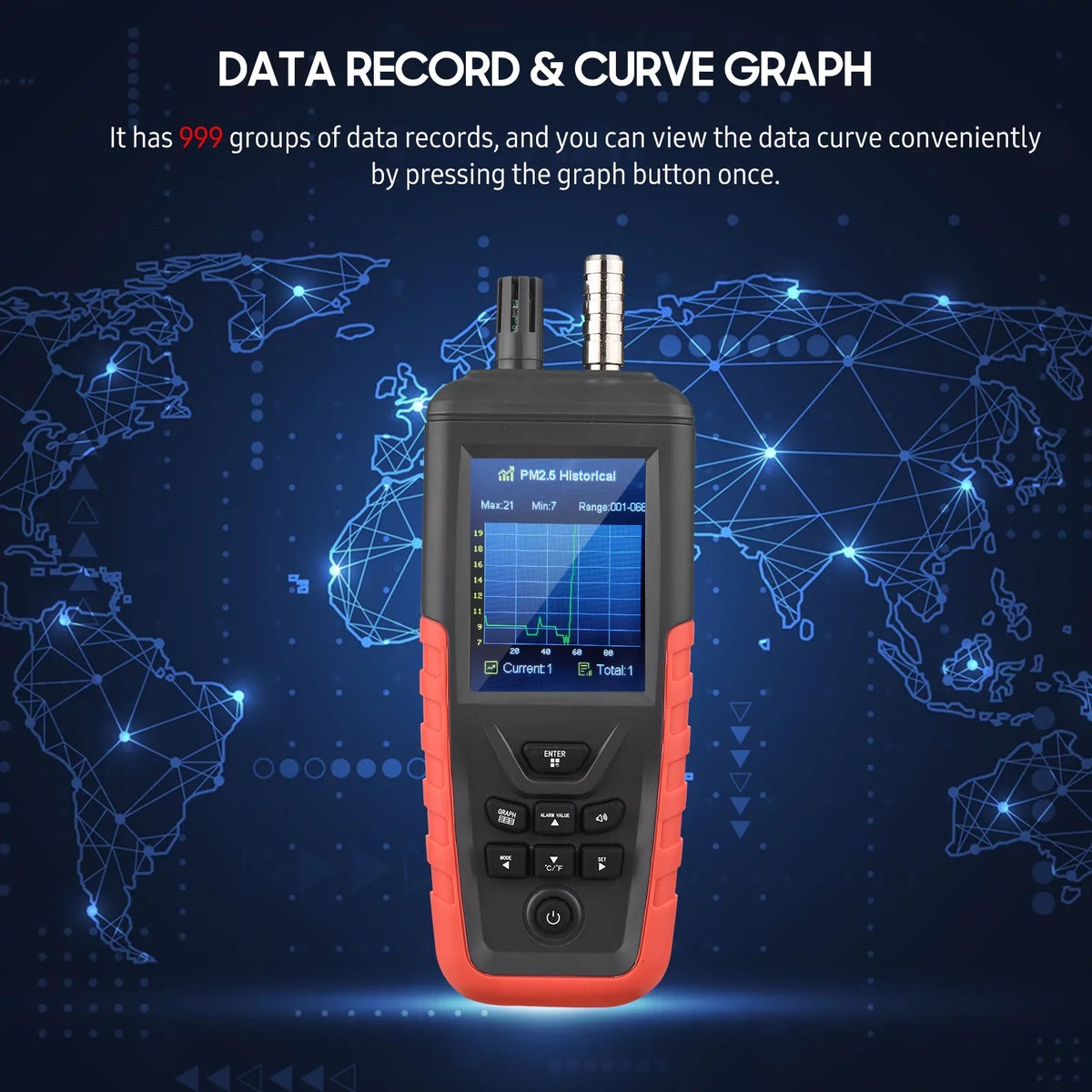 Walmeck Quality Backlight Home 3.2-inch Temperature Tester Detector Humidity Offi PM10 PM2.5 with Counter 2.5μm/ 0.3um/ 6-Channel Screen Air Dust 10um Particle 5.0μm/ Color 0.5μm/ 1.0μm/ TFT