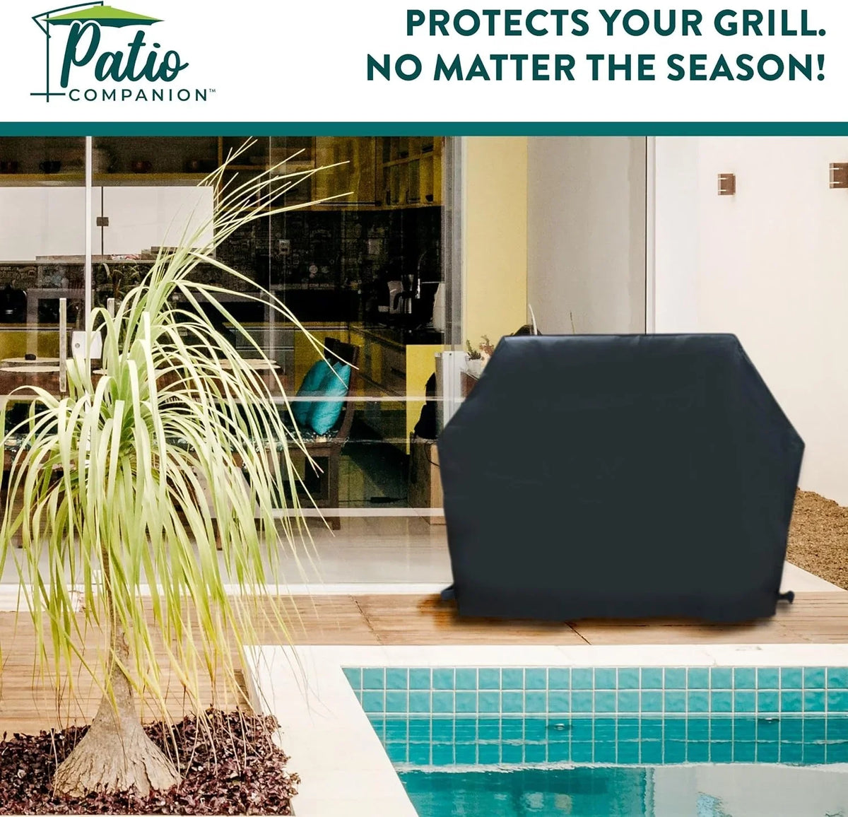 BBQ Broil, Companion 5 King, Resistant, Cover Gas Professional, Char Waterproof Heavy-Grade Weber, Blocking 65 Year Grill for Warranty, and Patio Cover, Broil Weather Black Material, Inch Grill UV