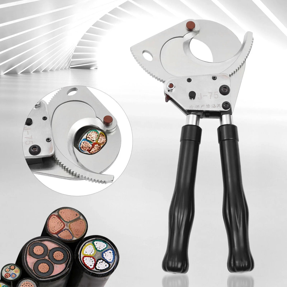 Heavy Cutter J75 Φ75mm Cutter Heavy Cable Ratchet Cable Cutter Cut Duty Cuting Cutter Cutter to Tool Wire Copper Ratchet Duty For Cut Φ75mm up Cable Cutting Aluminum, Ratcheting Ratchet