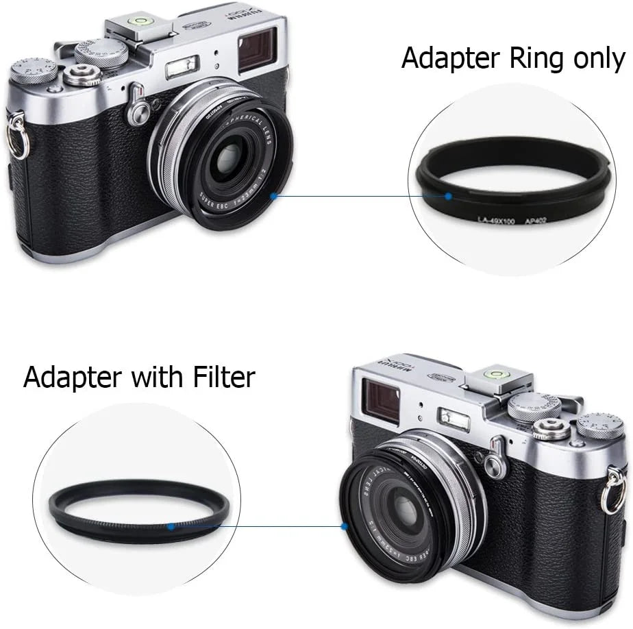 Lens X100 Alloy Fujifilm Lens Fuji Fuji Lens Aluminum & X100F X100T Adapter X100S Shade for Ring Hood -Black Hood X70 JJC Replace X100V Set LH-X100