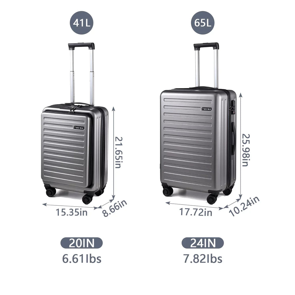 20/24 Inch Suitcase Luggage & with Grey Front Set, 65L,Dark 2 Piece Pocket TSA Lightweight + Expandle, Lock 37~41L Inch Hardshell 20 Spinner 24 with Laptop 20 Only Wheels, & ABS+PC