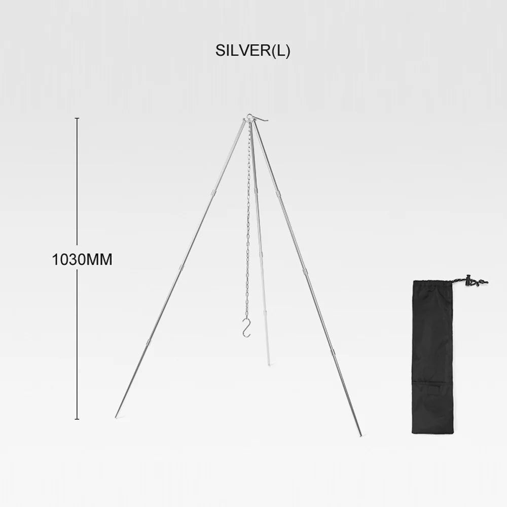 Pot Hung Arealer for Folding Aluminum Bracket Camping Stand Tripod BBQ Detachable Alloy Portable Rack Campfire Picnic Bonfire