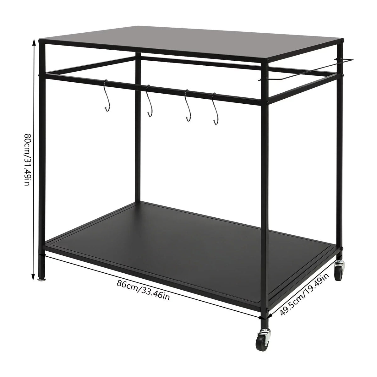 Movable Cook Outdoor Food Serving Station 2-Tier Grill Table Rack Shelf Cart BBQ Prep