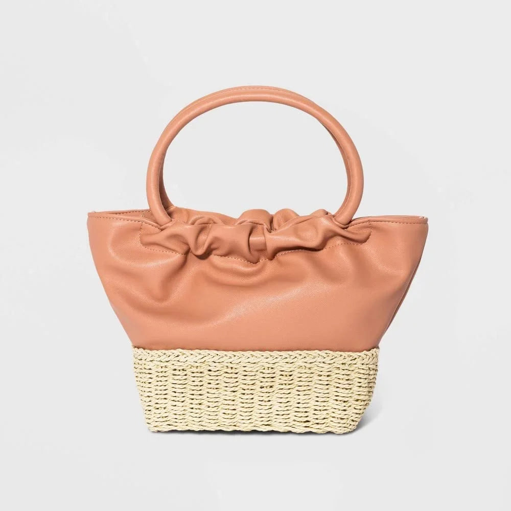 Day Natural, - Mini A Tote New Handbag Brown Straw