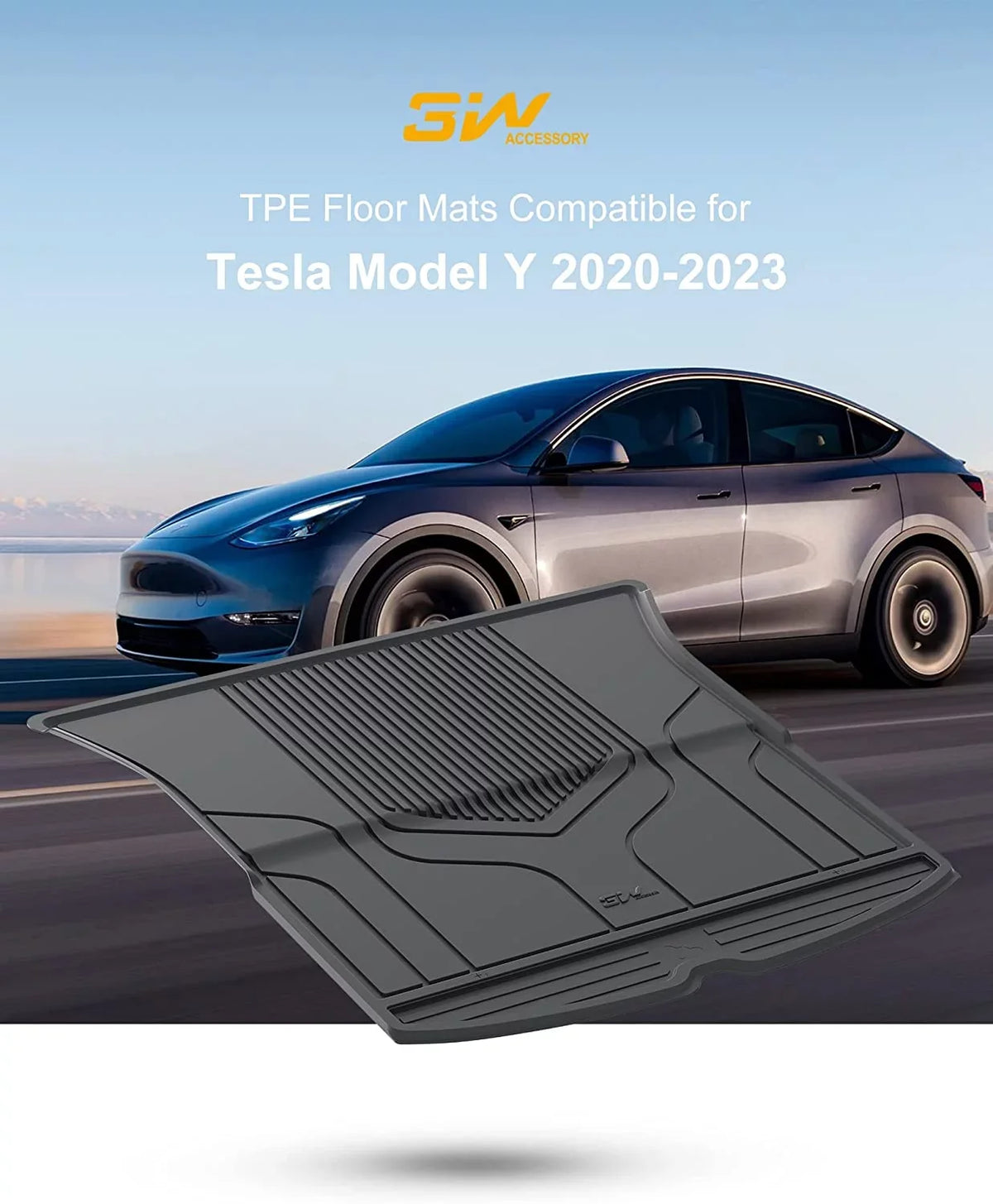 Mat 2020-2023 3W Floor All Trunk Weather Liner Cargo Custom for Y TPE Black Model Tesla Mat Car Fit