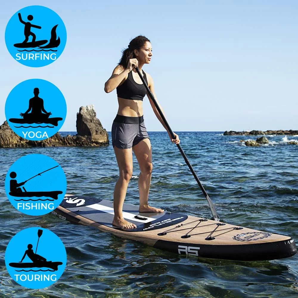 & Bag, Brown Paddle Inflatable (6 accessories Board SereneLife Thick) inches Carry Stand-up