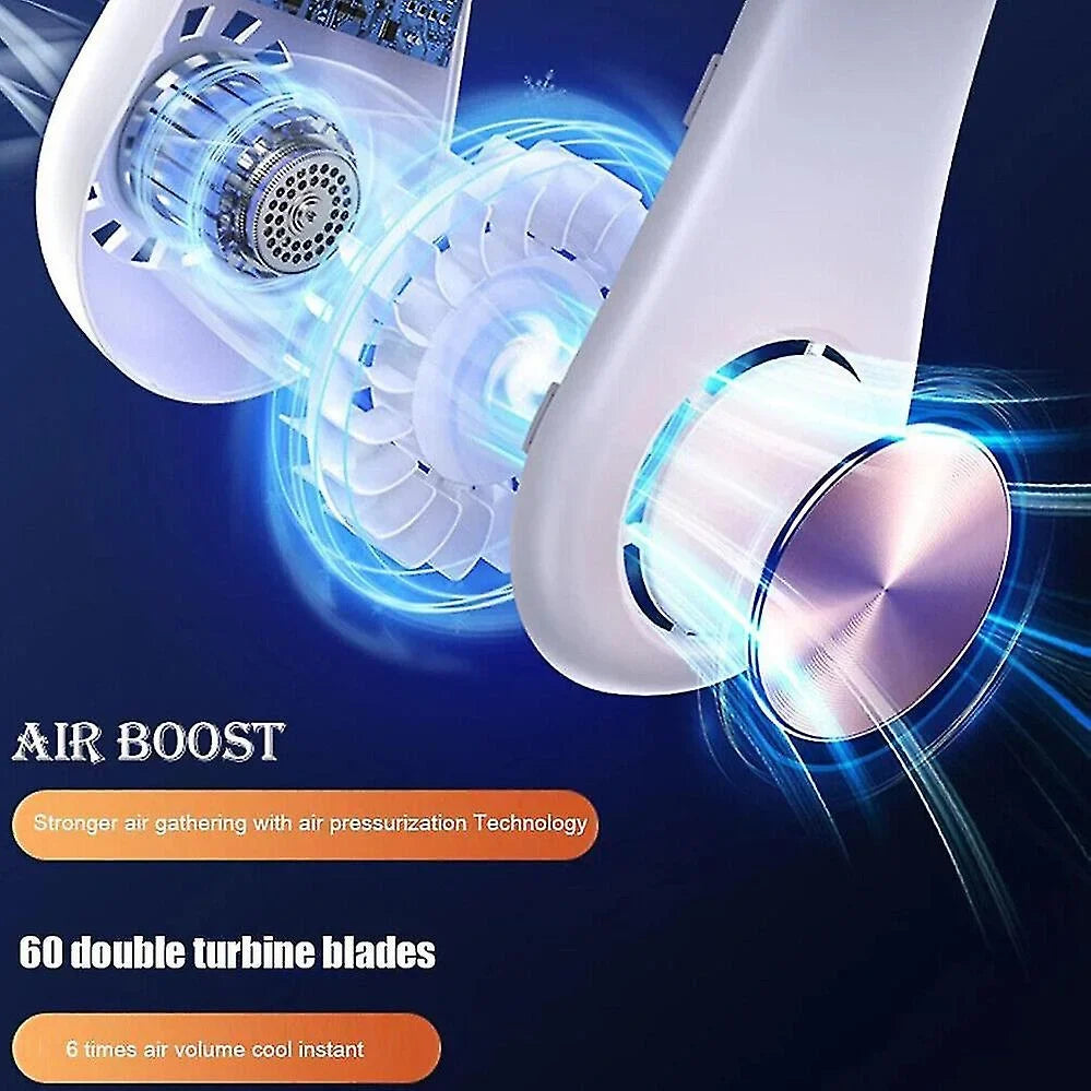Rechargeable Bladeless Neckband Neck Cooler Cooling Fan Usb