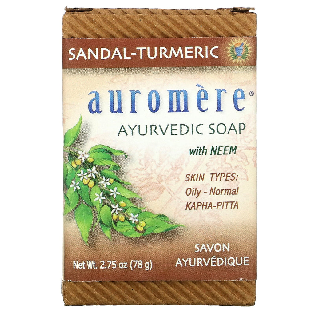 2.75 Ayurvedic Soap of (pack oz. Bar 6) Organic with Neem by Sandal-Turmeric Auromere -
