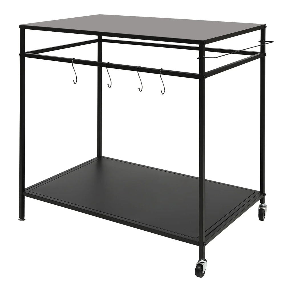 Movable Cook Outdoor Food Serving Station 2-Tier Grill Table Rack Shelf Cart BBQ Prep