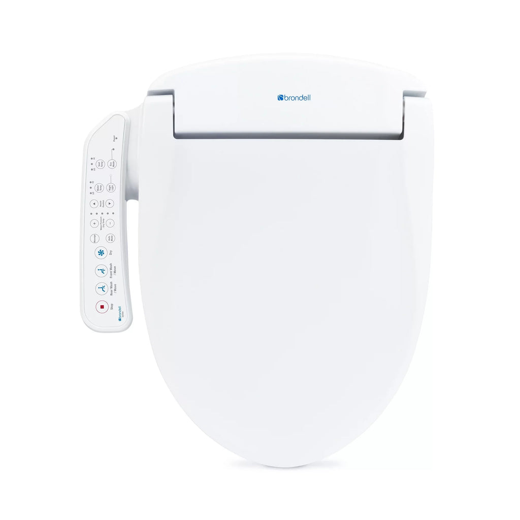 Brondell Bidet Swash SE400 Nozzle, Stainless with Sidearm, White Dryer Steel Round and Seat