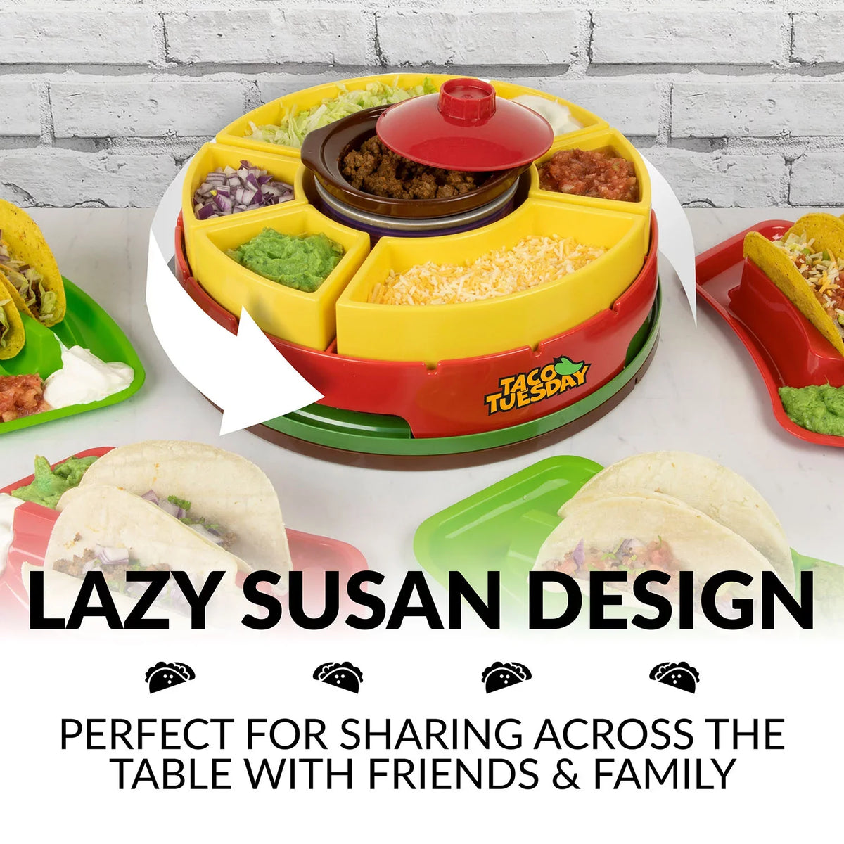 Pot, Holders Taco 20-Oz. Warming Taco Lazy Includes 4 Bar Susan TTLSTB10 Taco Tuesday with
