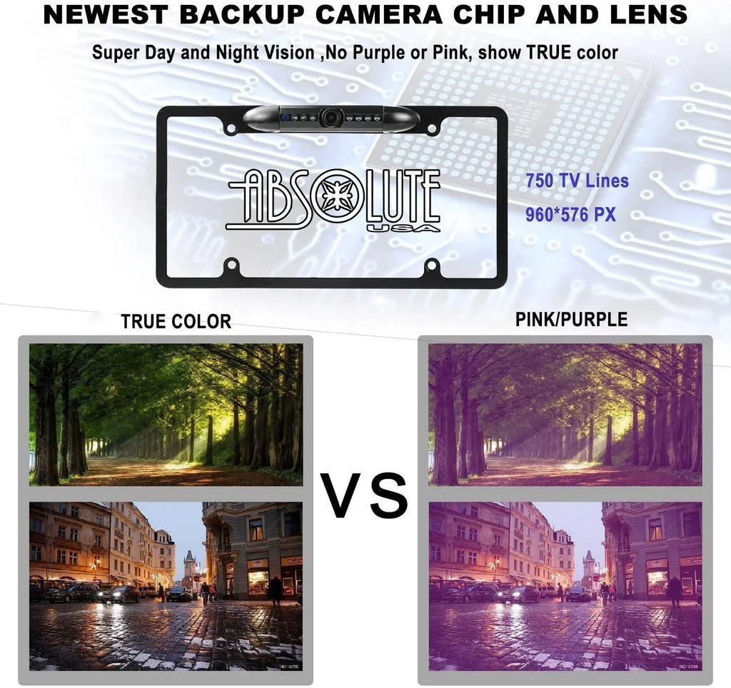 Camera LED High Universal Viewing Plate Reversing CAM2100S Car Backup License Waterproof Vision View 8 Plate Night Camera License 170° HD Angle Absolute Sensitive Bright Chrome Rear Camera,