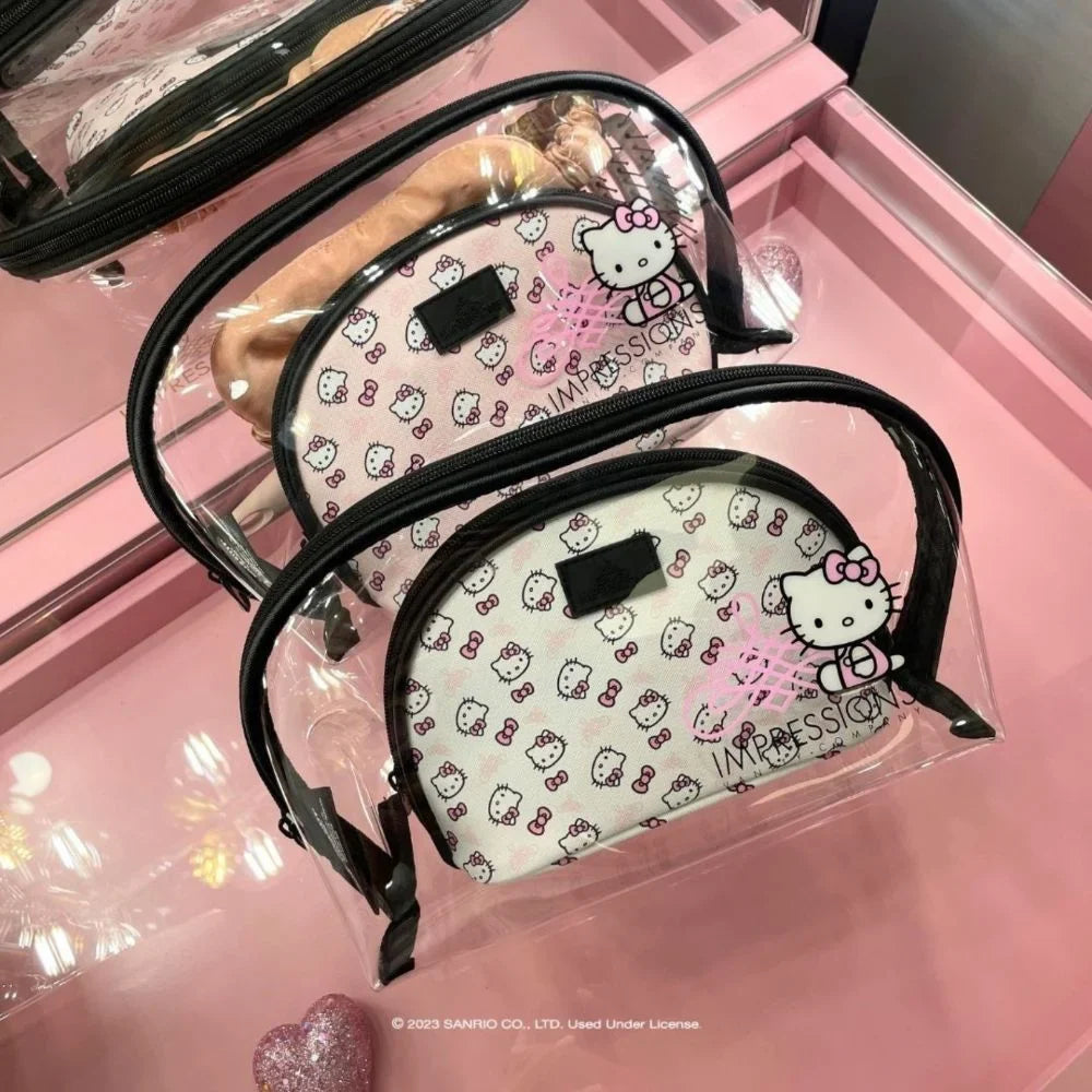 Pcs Bag (White) Waterproof Impressions Makeup Vanity Hello Clutch Kitty 2 Travel Nested Purses, Clutch