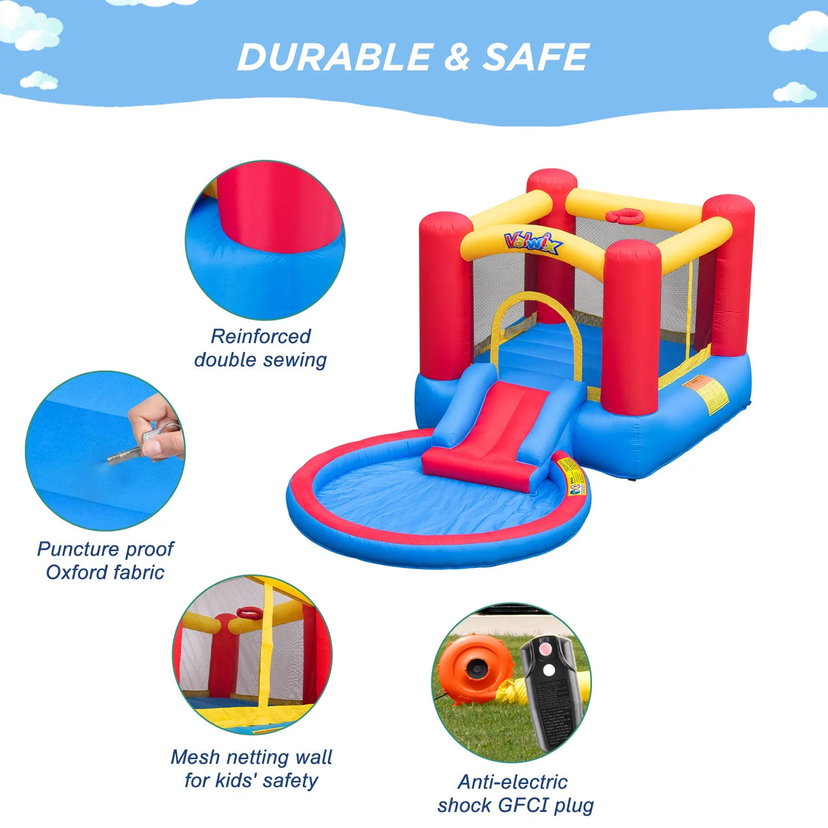 Bounce Wet Kids Basketball Dry with Kits, Pool Fun Hoop Valwix House for Area Blower Inflatable Combo, for , Waterslide with years & 3-5 with Bounce Castle Repair Bouncer Bouncy