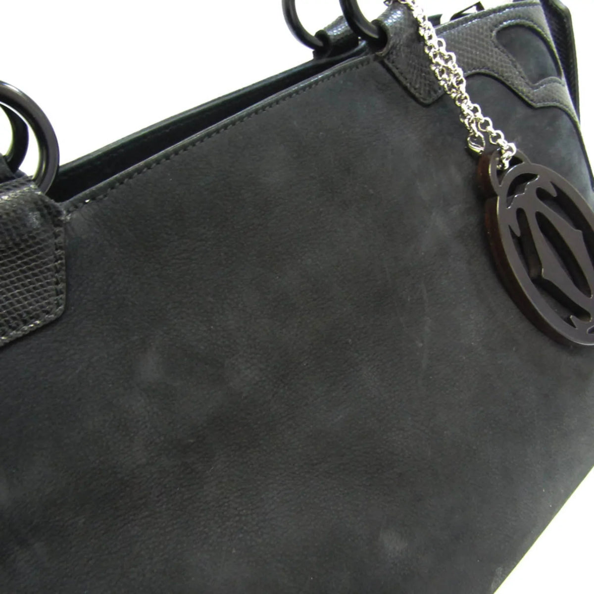 L1000928 Suede,Leather Snake (Good) Cartier Pre-Owned Handbag,Shoulder Marcello Bag Water Black Women's