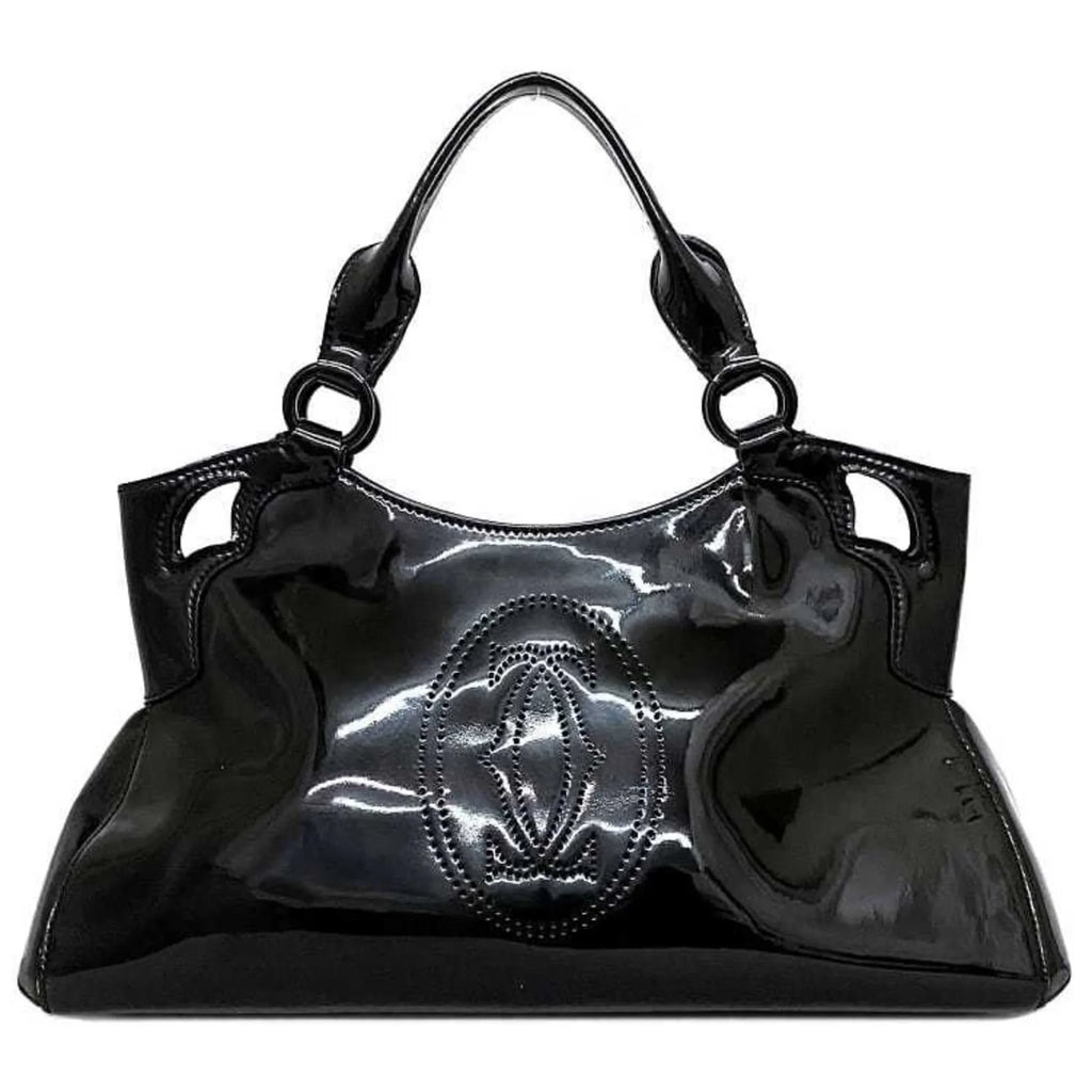 (Good) enamel tote mast L1000833 bag Marcello leather Cartier black Pre-Owned handbag patent SM ladies