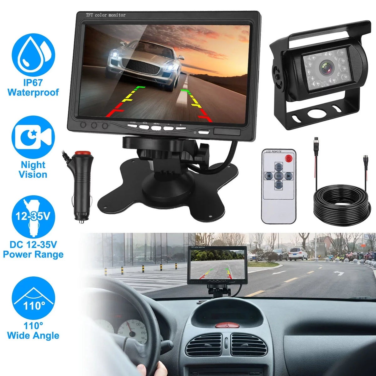Camera, Van 7In Wireless Reverse Screen Parking Vision Car Signal Trunk iMountek Night 2.4G SUV Car Backup Car with for Stable System