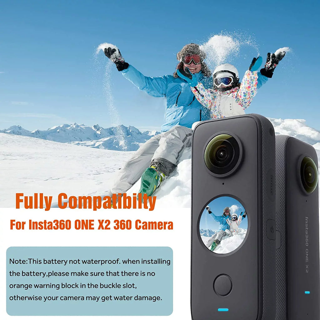 ONE with Insta360 Compatible X2 Camera(Not 3-Channel Insta360 Waterproof) Batteries Replacement and 2-Pack ONE USB X2 360 Charger