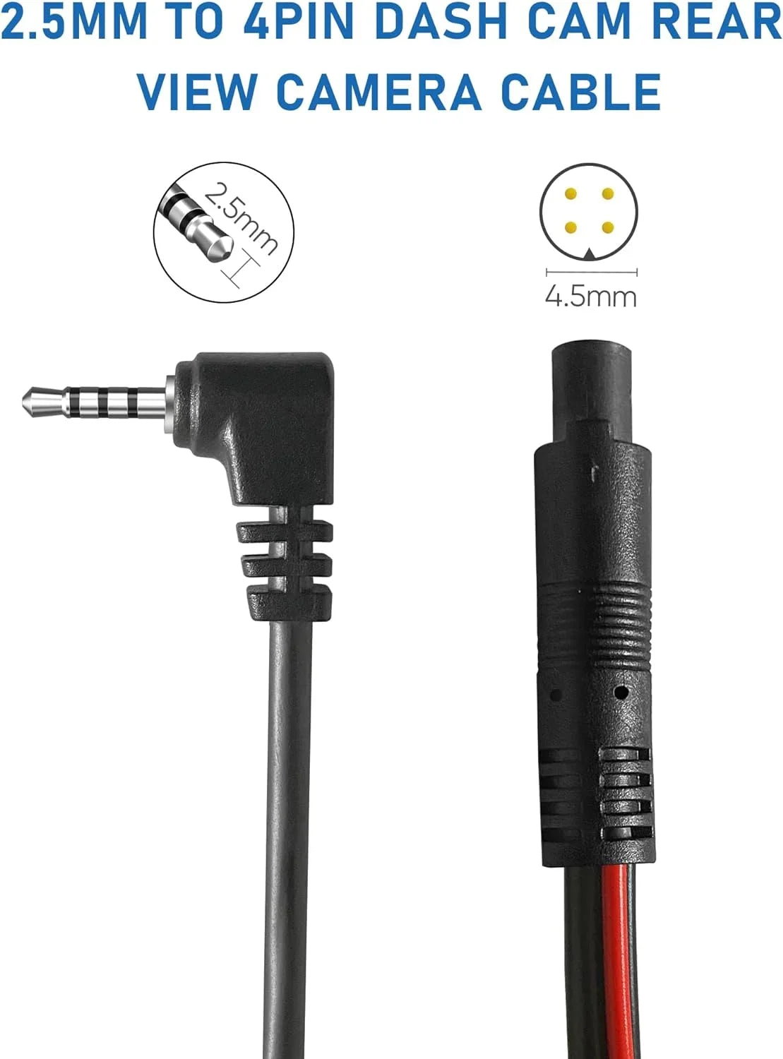 Thicker Cable,(35Ft Cam to Dash Cam Shield Rear Camera Mirror Rear Dash 2.5mm Copper View 4Pin 4P) Pure Camera