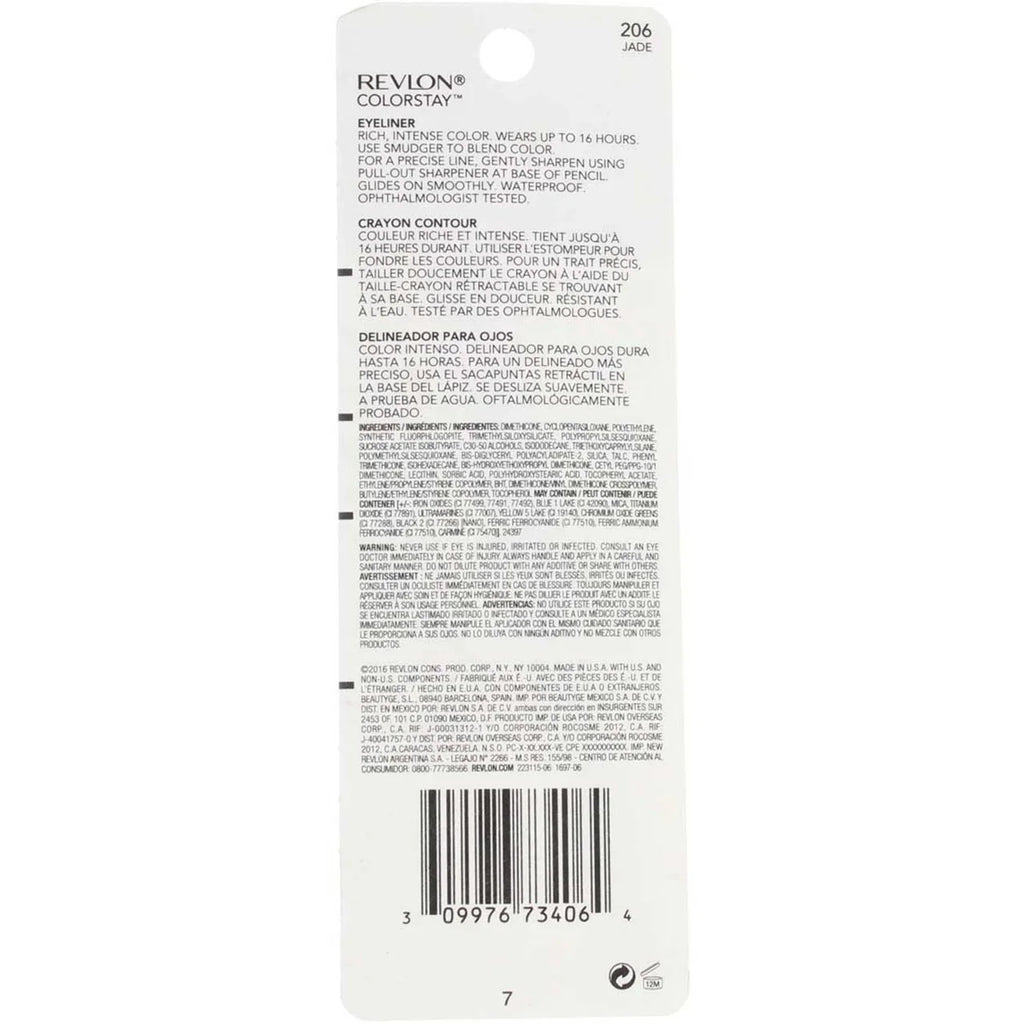 ColorStay Eyeliner Jade oz of (Pack [206] Revlon Pencil, 4) 0.01