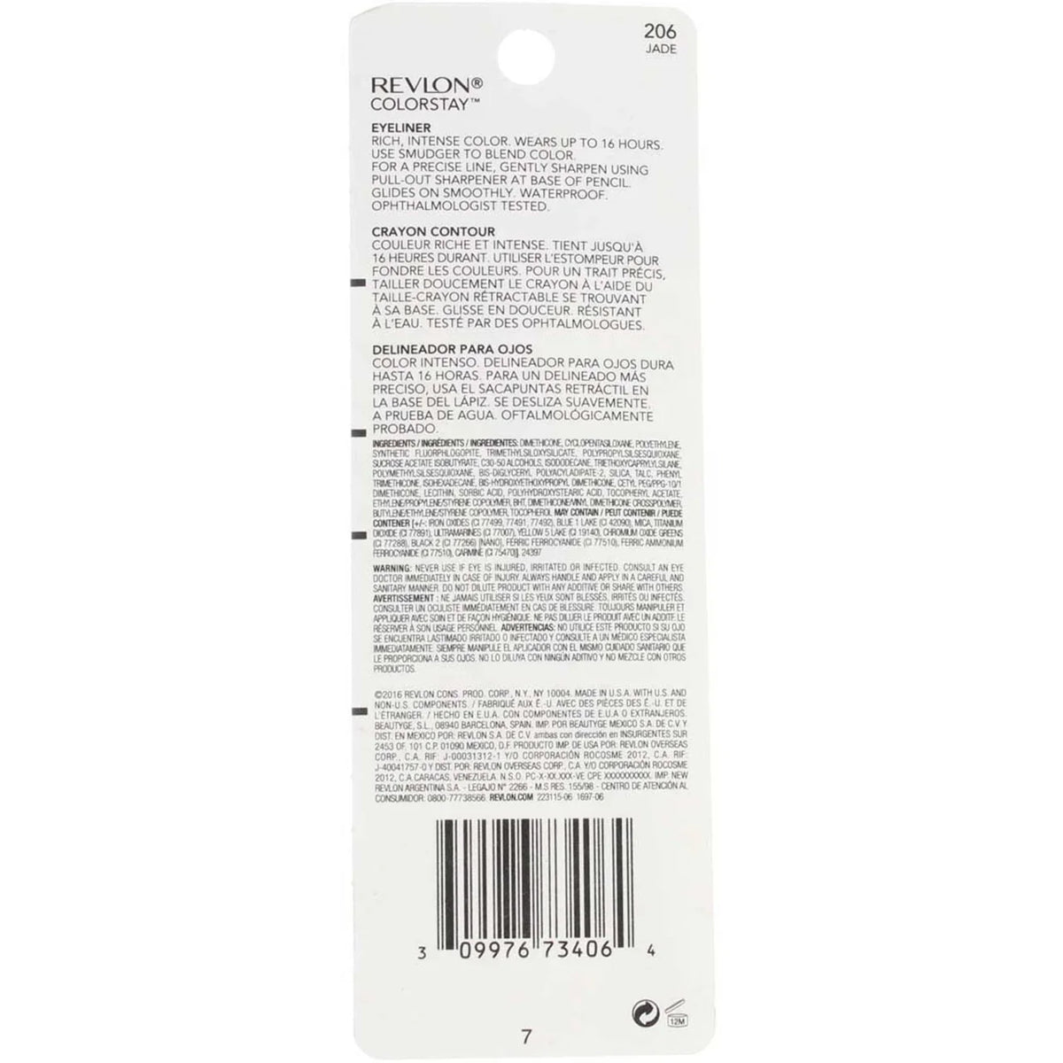 ColorStay Eyeliner Jade oz of (Pack [206] Revlon Pencil, 4) 0.01