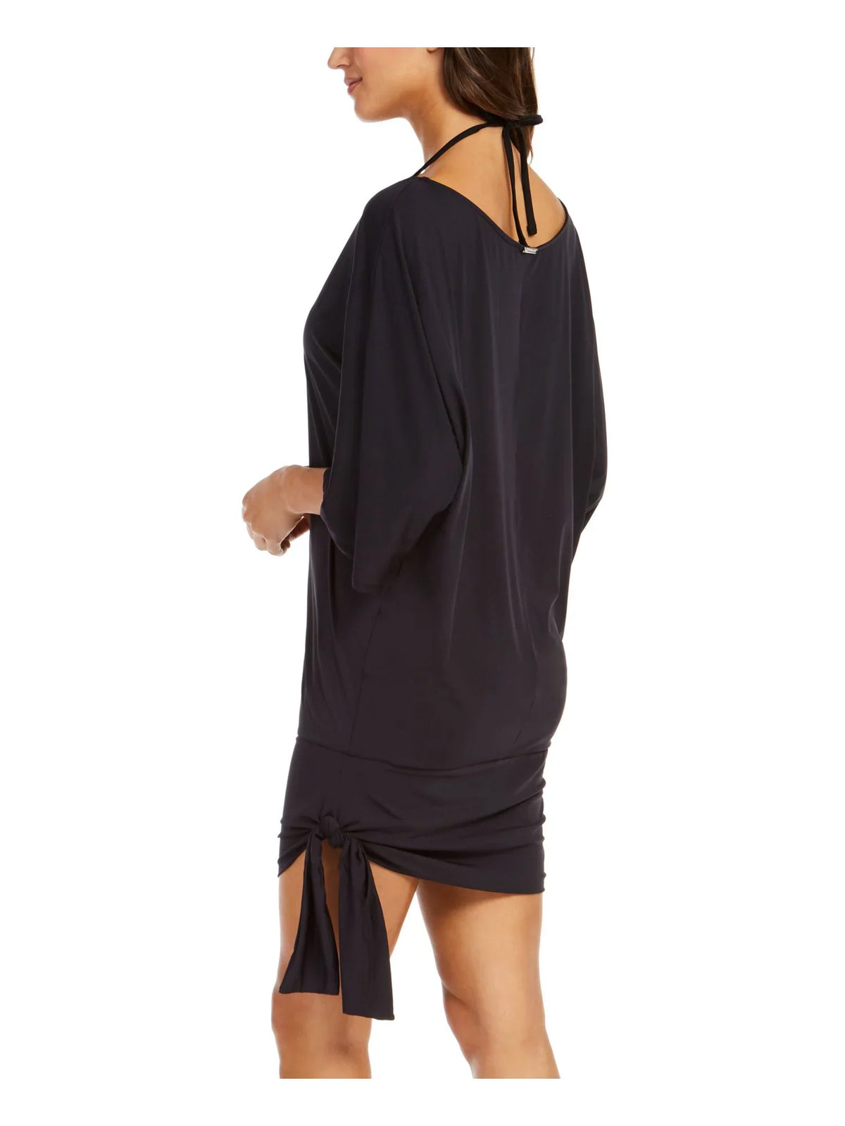 Scoop Stretch KORS Side Swimsuit S Cover Women's Tie Up Neck Pullover Black MICHAEL MICHAEL Dress