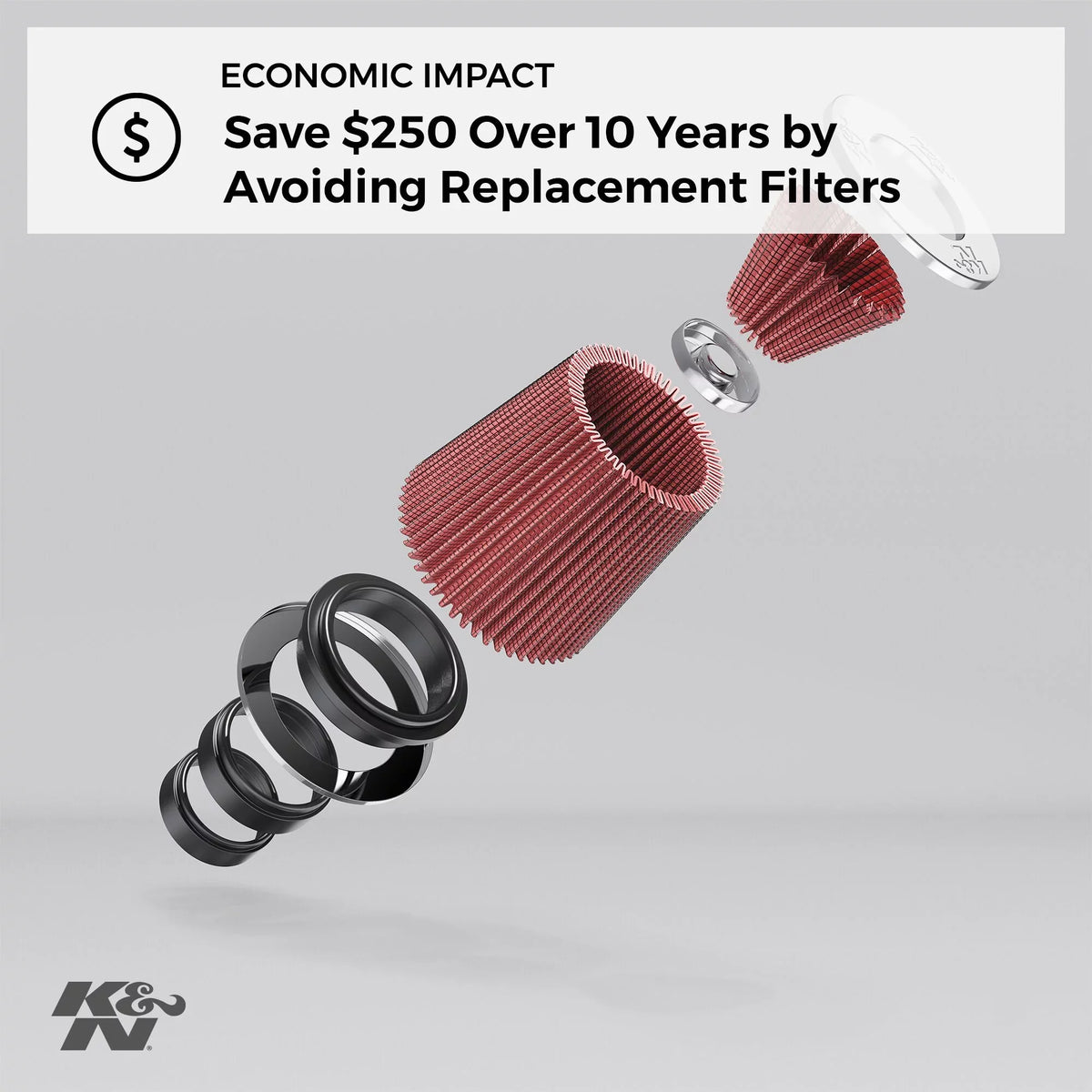 K&N (191 8 Tapered; mm) mm) 6 5 (127 Round in Base; Height; Clamp-On 7.5 mm) (152 Filter: in Air Universal in Flange RF-1044 ID; in (203 mm) Top