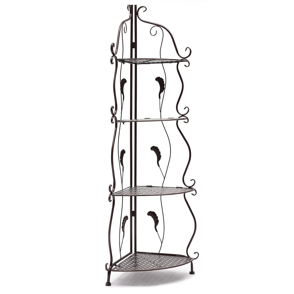 4-Tier Plant Shelf Stand Folding Balcony Storage Flower Rack Corner Pot