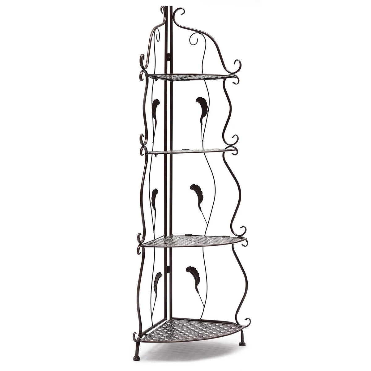 4-Tier Plant Shelf Stand Folding Balcony Storage Flower Rack Corner Pot