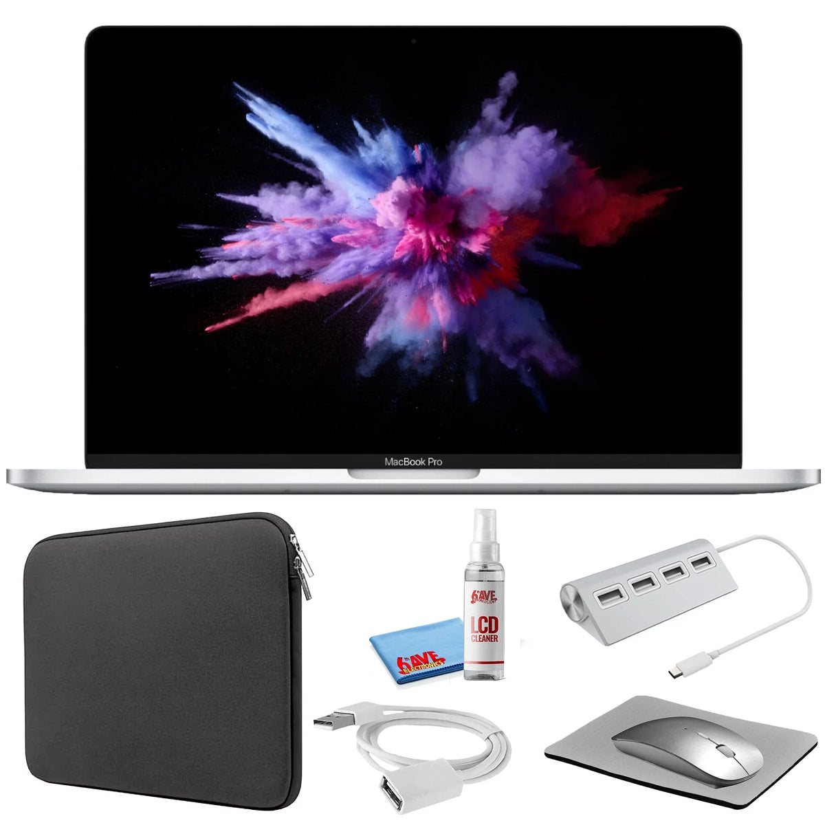 Kit Black with Zipper Kit Pro Silver Bundle Starter MacBook + Cleaning Sleeve (i5 Apple (Refurbished) - SSD) 13-inch + 128GB 2019, (Mid Laptop MUHQ2LL/A) 1.4GHz,