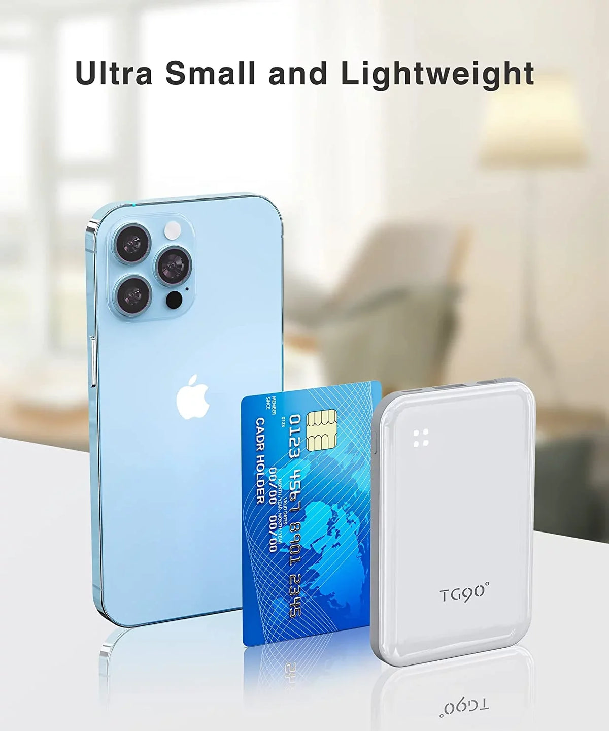 Charger Power and Small Compatible Cable, Pro Portable TG90 Pro Mini Portable with White 4500mah Pro Max/X/XS/8/7/6/SE More Bank iPhone Charger Built-in 13/13 Max/12/12 Phone with Max/11/11 Cell