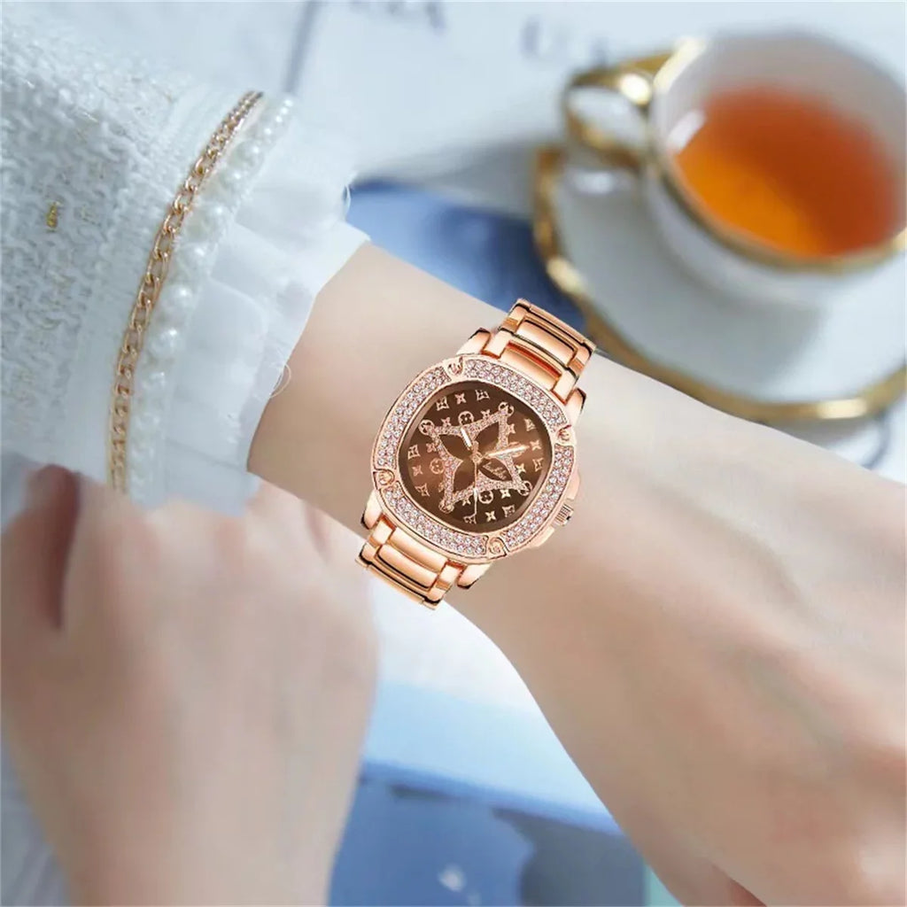Gold Gift Watch Back RICHPORTS Tone Supplies Christmas Sale Day To Bracelet Rose School Women's