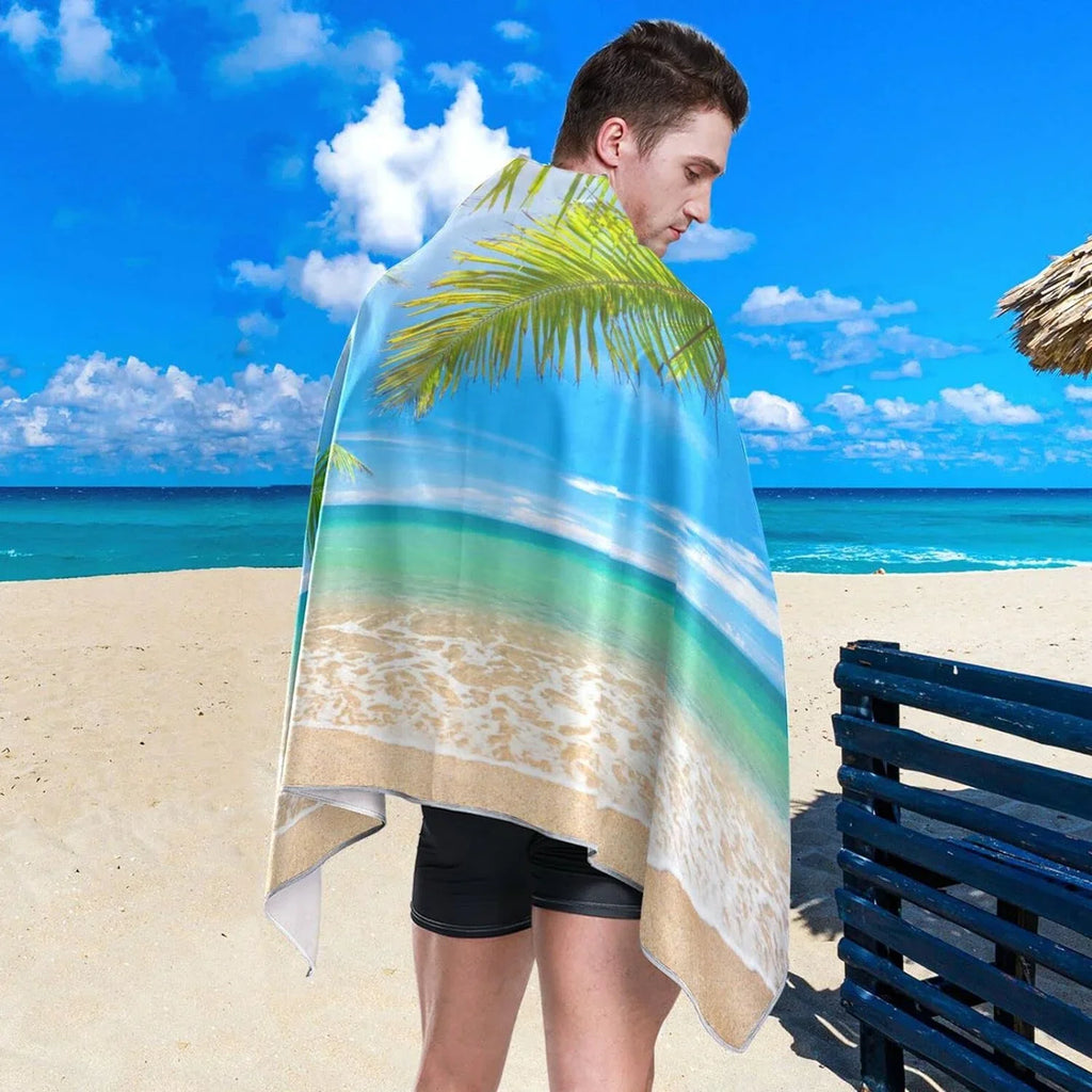 Tropical Towel Beach Thin Sand Beach Quick Towel, Oversized Bestwell Swim Blanket, Microfiber Yoga Free Pool Lightweight Multipurpose Towel Summer 30”X60” Palm Towel Bath Dry Shower
