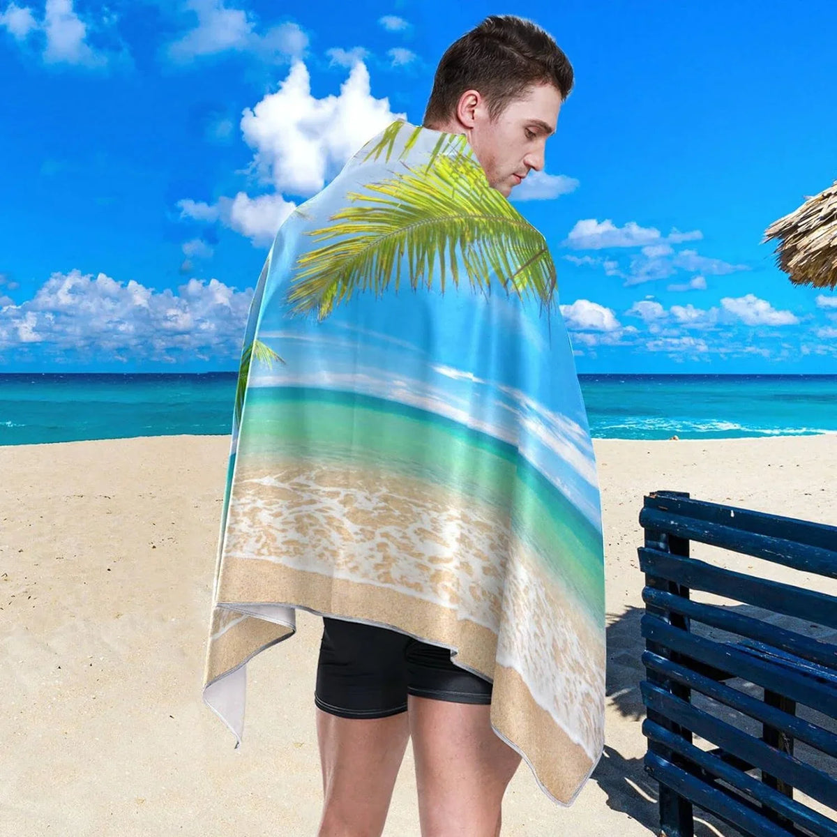 Tropical Towel Beach Thin Sand Beach Quick Towel, Oversized Bestwell Swim Blanket, Microfiber Yoga Free Pool Lightweight Multipurpose Towel Summer 30”X60” Palm Towel Bath Dry Shower