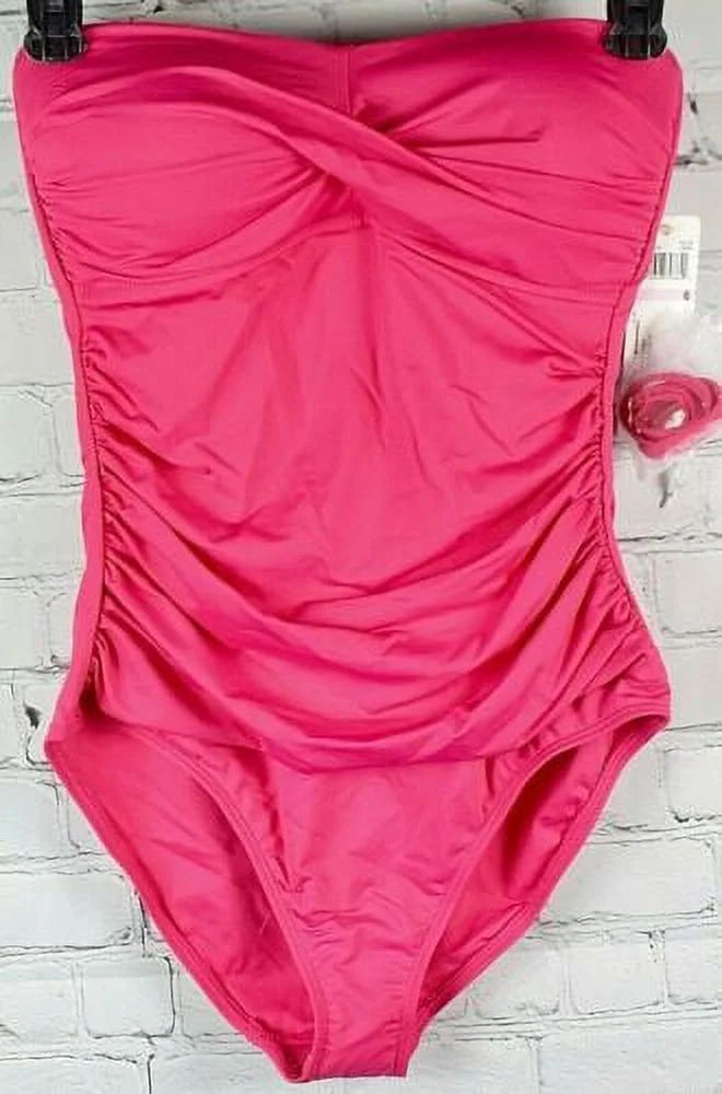 US Ruched One-Piece Swimsuit, Anne BERRY Twist-Front 16 Cole