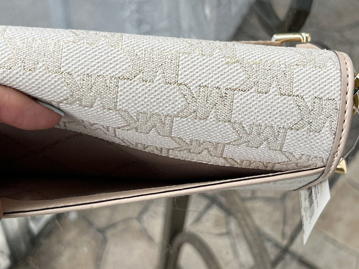 MK Kors Glitter Crossbody Set Zip Gold Natural Wallet Bag Michael Around Jet LG