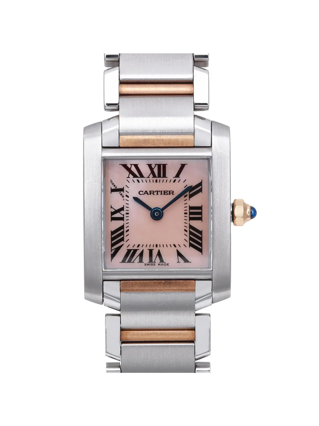 Ladies Watch Francaise 2384 Gold MOP Rose Steel Quartz Dial Cartier 18K Tank