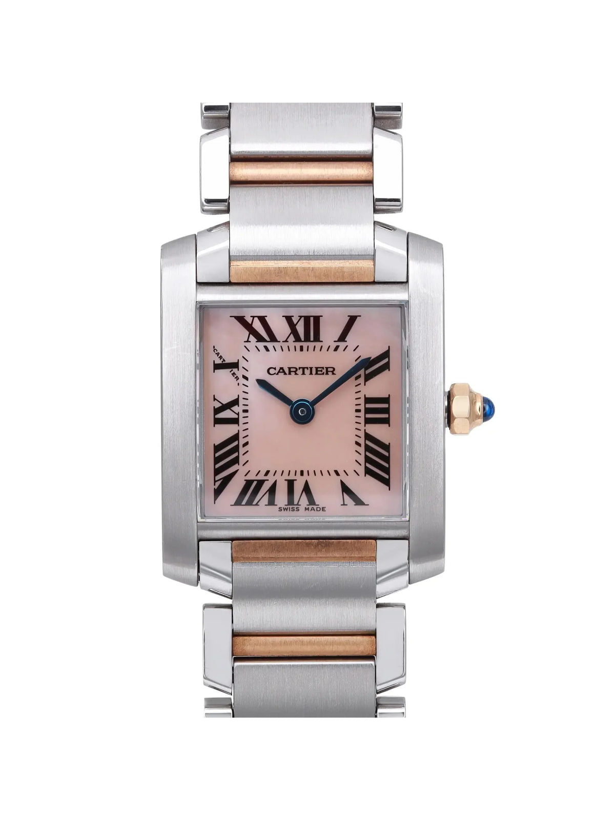 Ladies Watch Francaise 2384 Gold MOP Rose Steel Quartz Dial Cartier 18K Tank