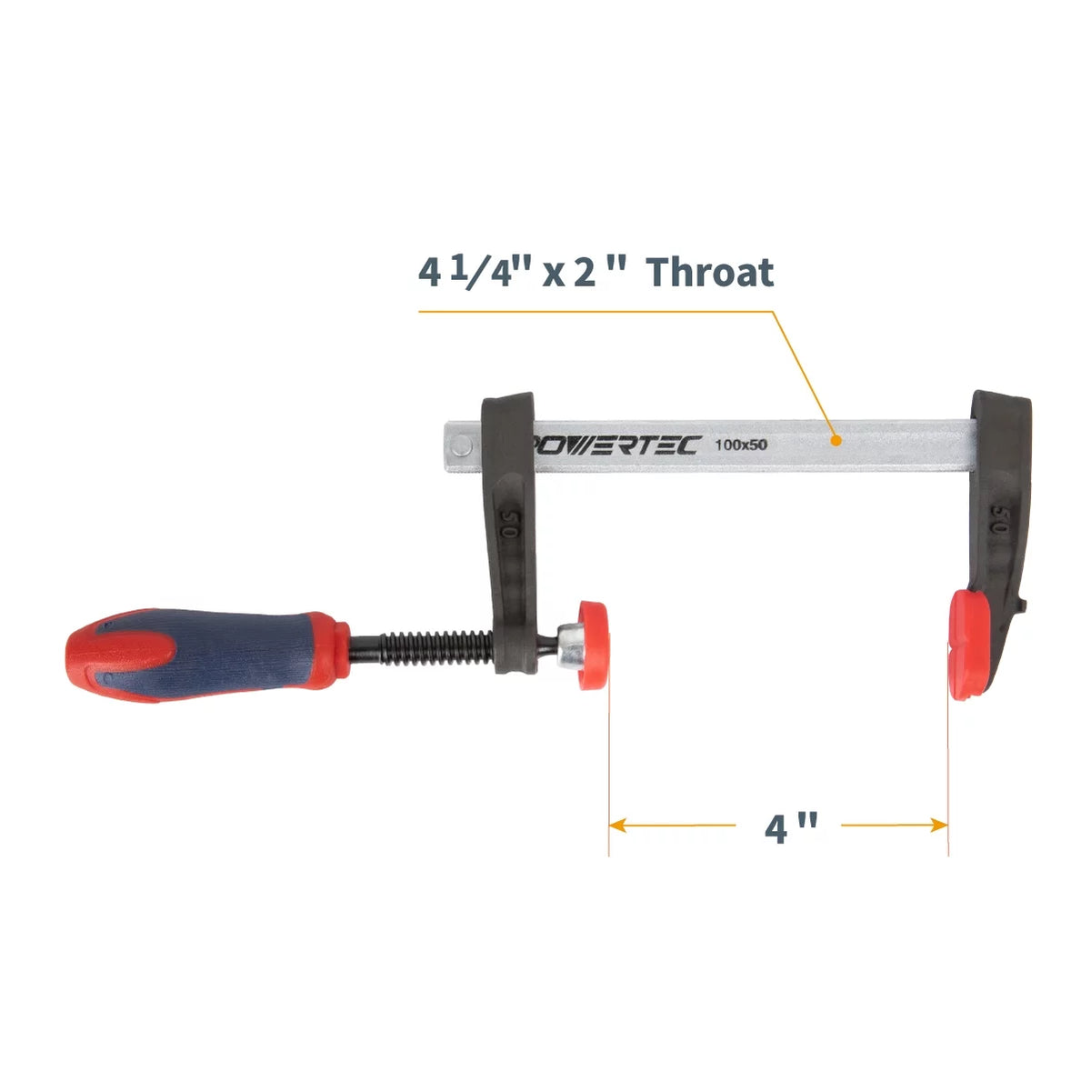 for Woodworking, 4PK 4-Inch Duty F POWERTEC F Heavy Capacity lb (71591-P2) Clamps 330 Bar each Clamp Style
