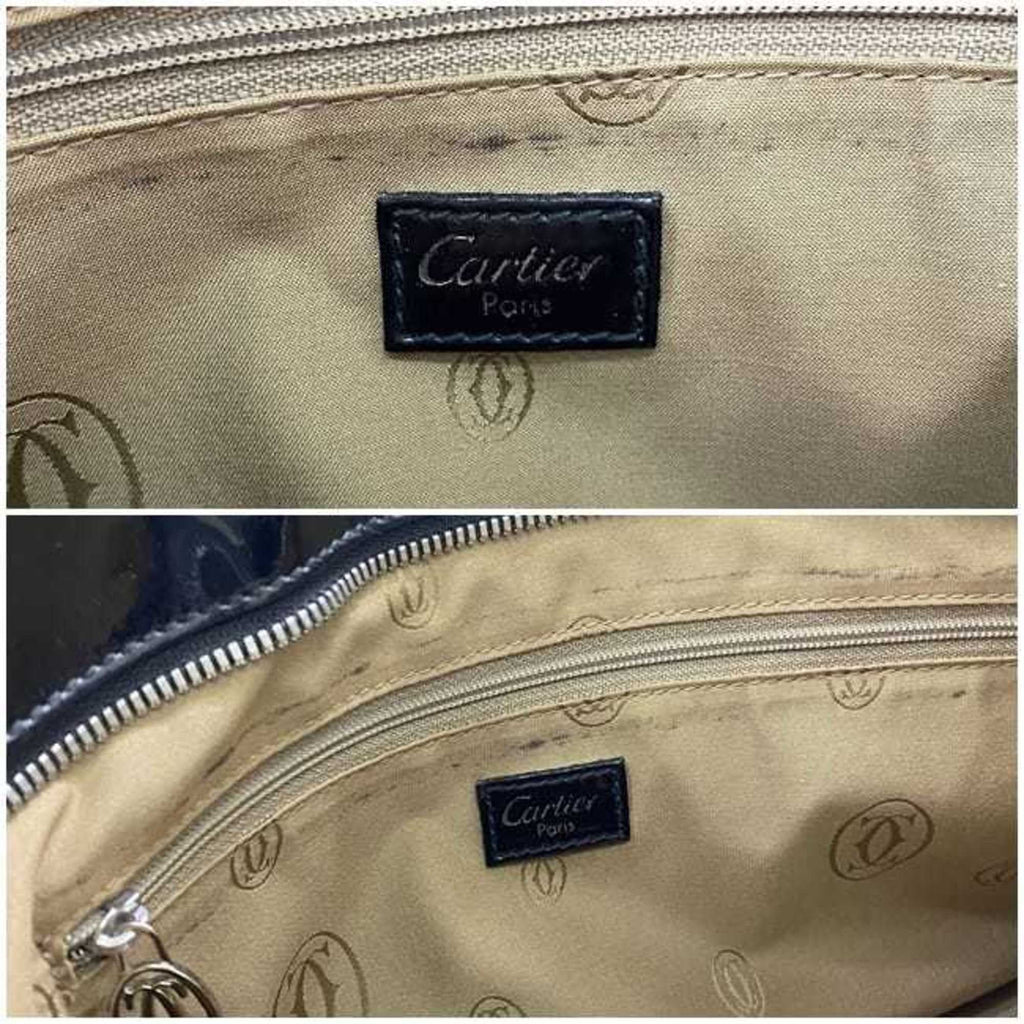 (Good) enamel tote mast L1000833 bag Marcello leather Cartier black Pre-Owned handbag patent SM ladies