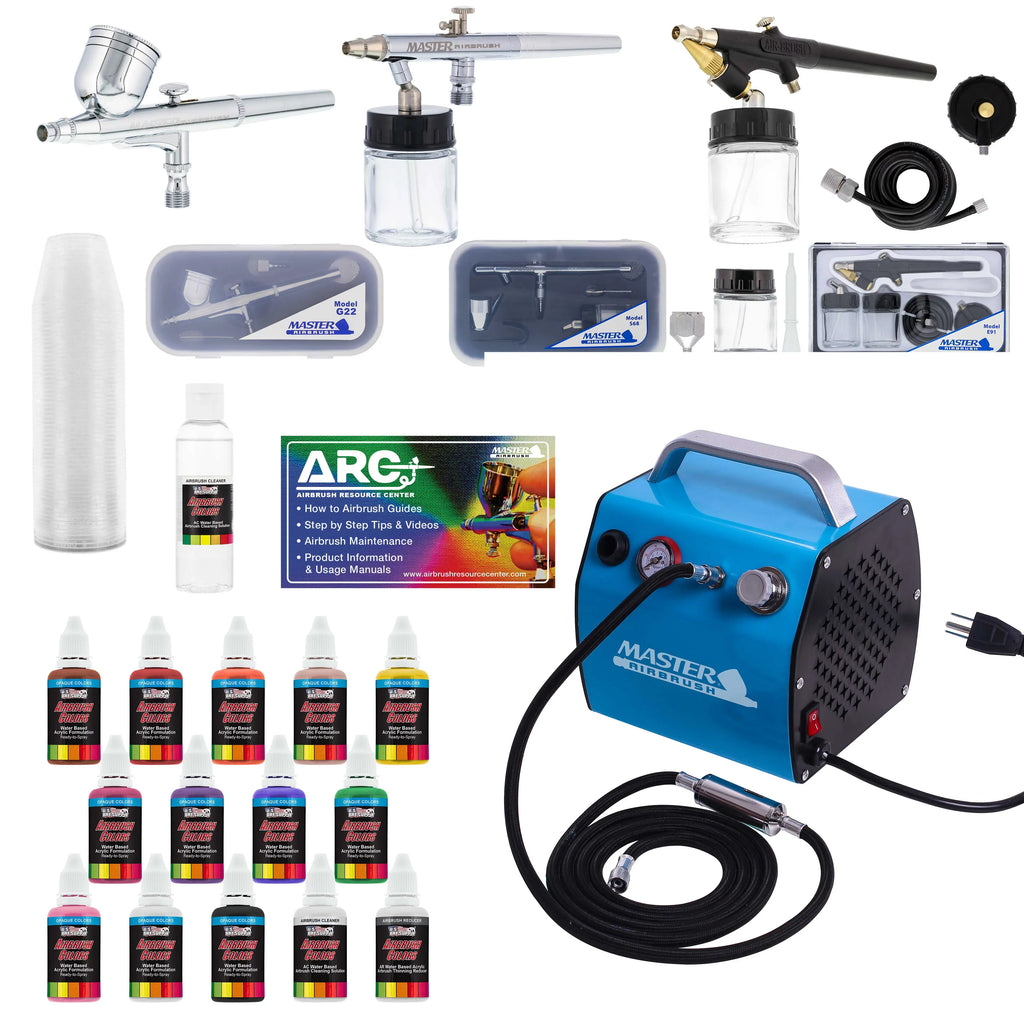 Paint Air Kit Pro System 3 Color Airbrush Set Art 12 Compressor Hobby