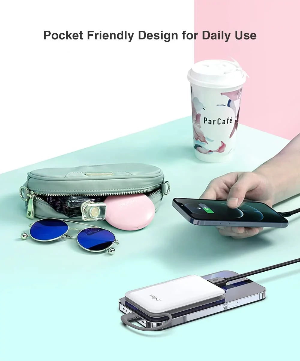 Charger Power and Small Compatible Cable, Pro Portable TG90 Pro Mini Portable with White 4500mah Pro Max/X/XS/8/7/6/SE More Bank iPhone Charger Built-in 13/13 Max/12/12 Phone with Max/11/11 Cell