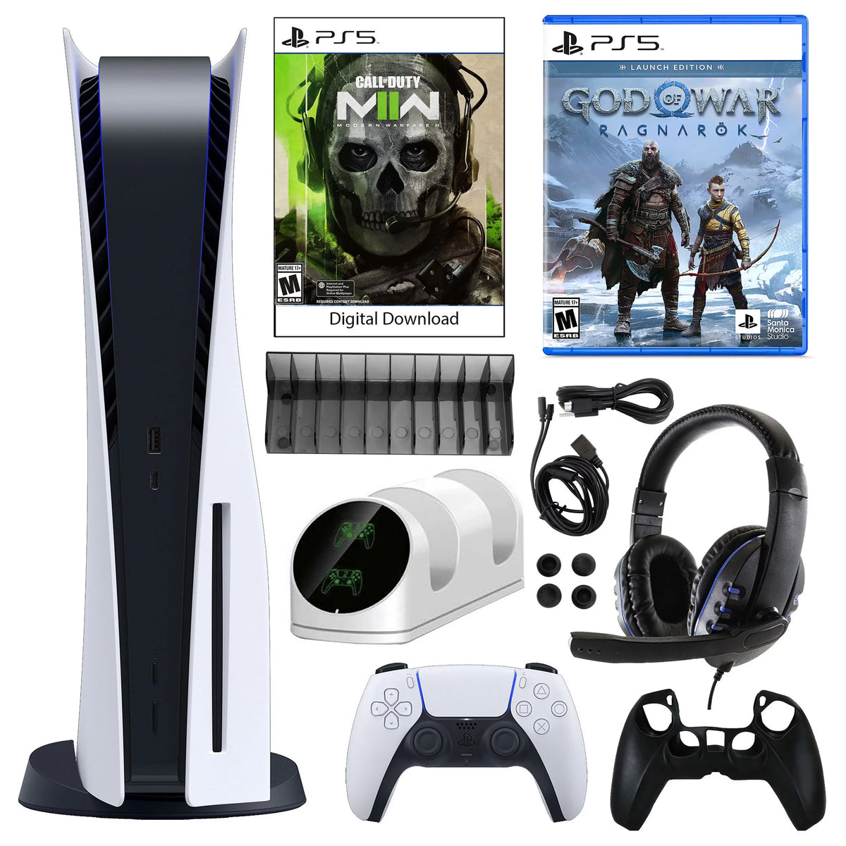 GOW: Ragnarok Core Sony PlayStation Modern 5 Warfare and Console with Kit II COD: