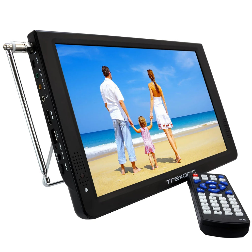 With TV TF Tuner Inputs Headphone/AV LED And Built-in Slot, Portable USB/Micro Widescreen Digital 12" USB/ Trexonic Reconditioned