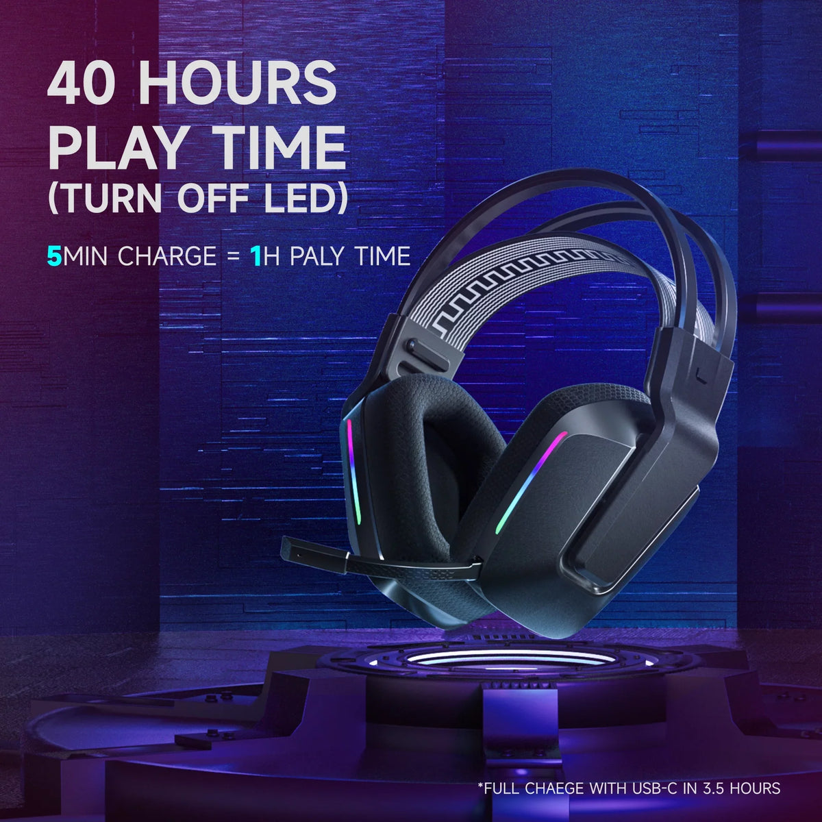Mic, Sound PC, PS4/5, Nintendo RGB with for 300g, Noise-Cancelling Surround 3.5mm Headset Switch, Xbox Black for 7.1 x/s, HTQ Lights One/Series Wireless Gaming Wired