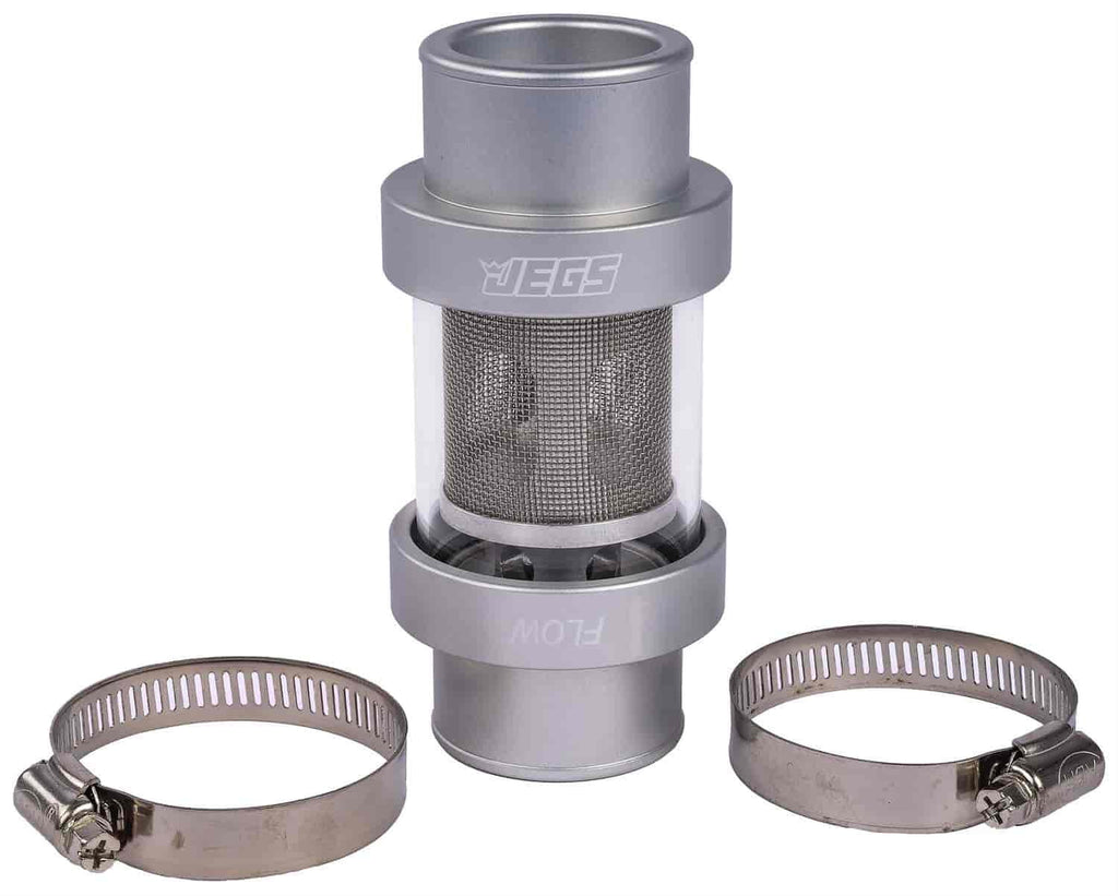 Silver 53264 JEGS Inline Alum in. 1 Finish OD Billet Anodized Coolant Filter 3/4