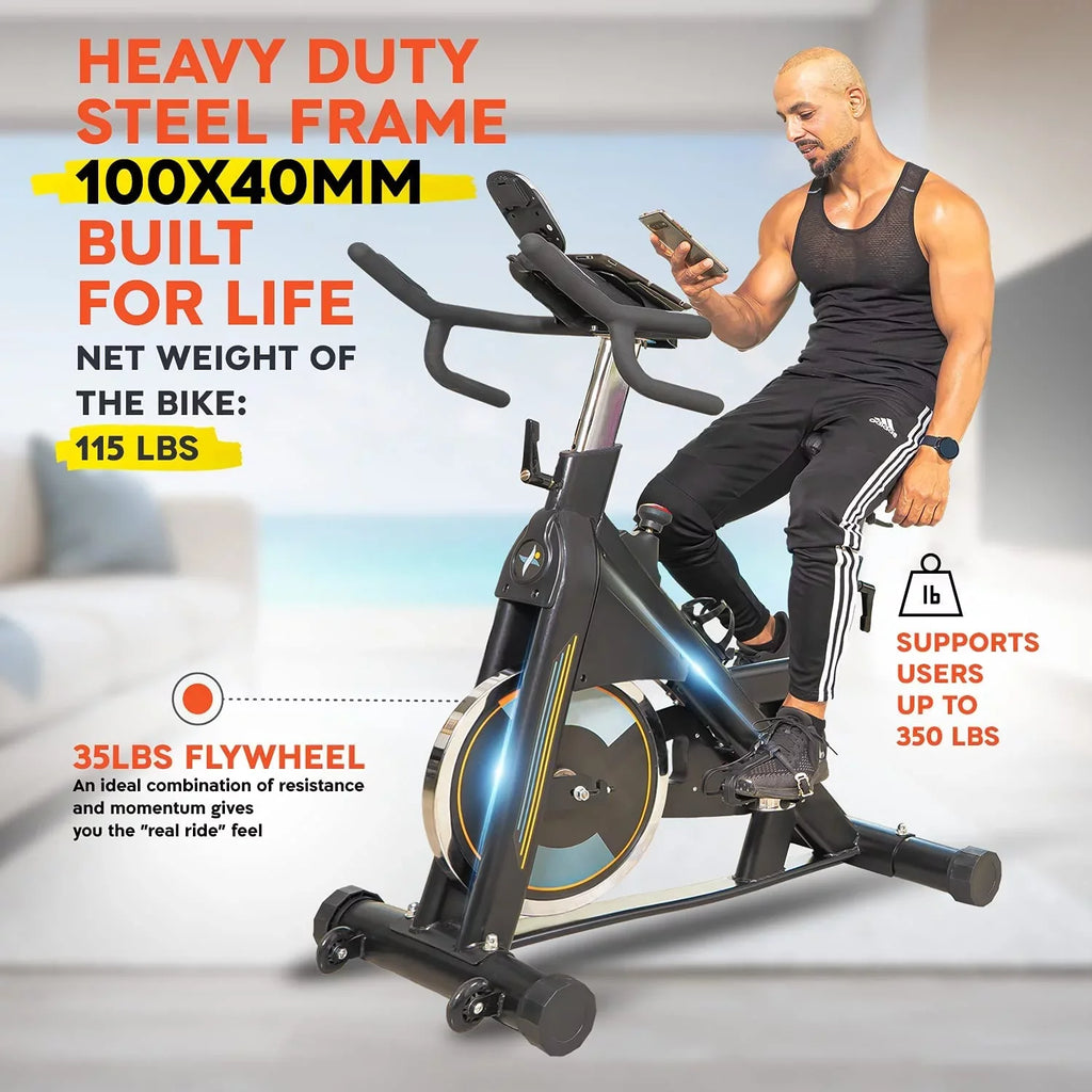commercial capacity bike Build and 350 stationary lbs Gymnastics bike, exercise with resistance dumbbells, Power magnetic indoor