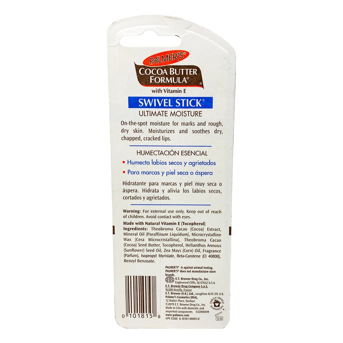 Pk E Palmers Cocoa .5oz w/Vitamin Each Swivel Stick Formula 5 Butter Moisturizes